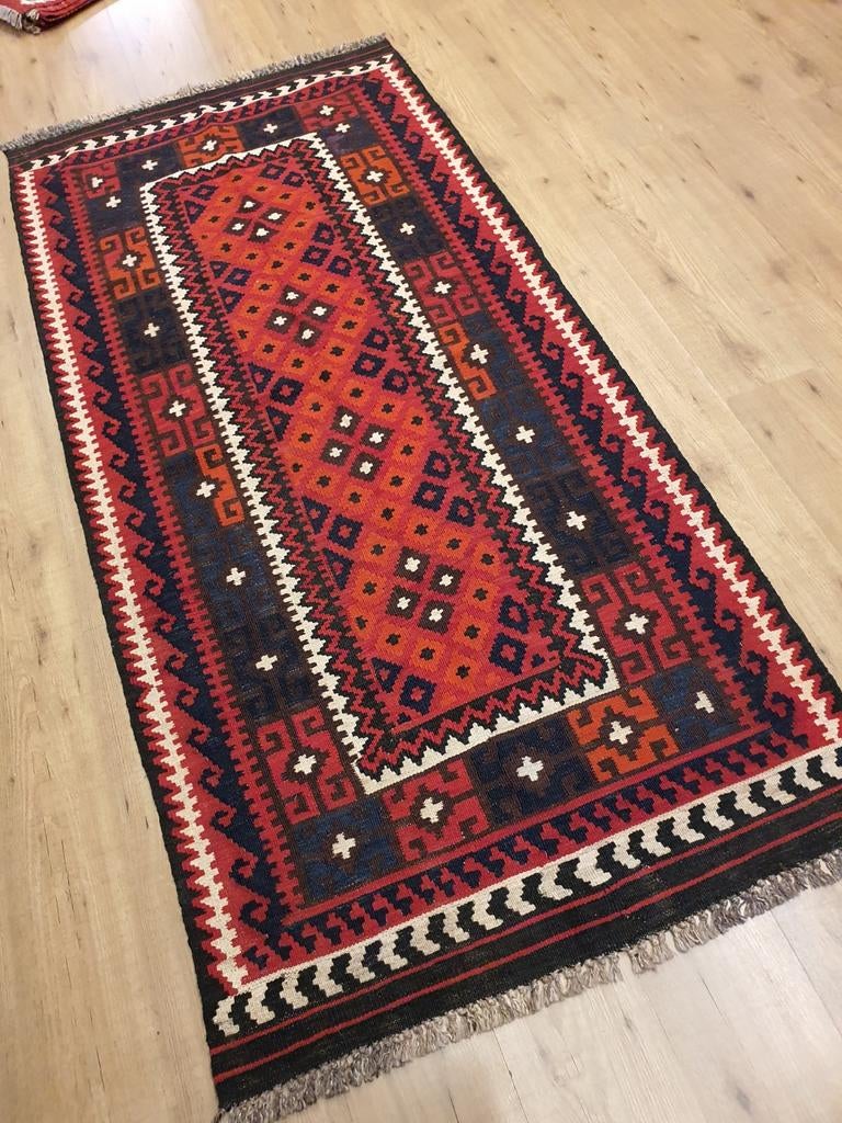 Handgeweven oosterse wollen kelim 206x99, Huis en Inrichting, Info@SlatsAntiek.nl, Crème, Vof Slats Antiek, Kelim