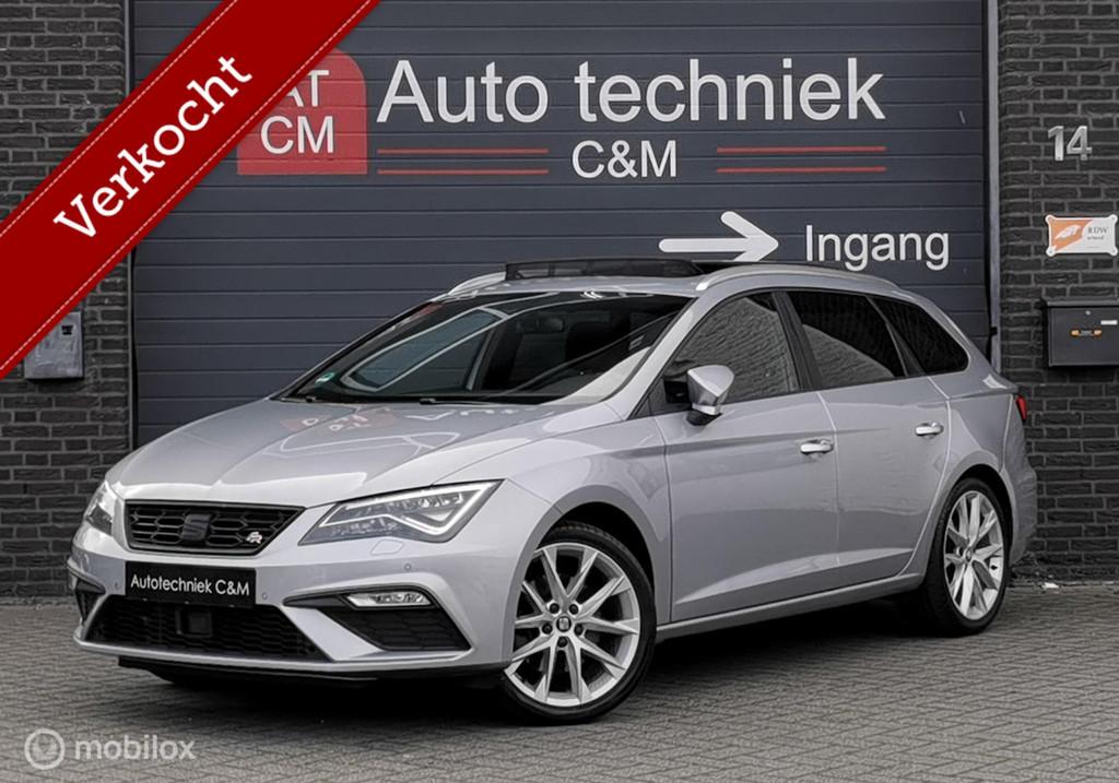 Seat Leon ST 1.8 TSI FR 180PK/DSG/PANO/NAV/CRUISE/CARPLY/DCC, 1272 kg, Zwart, 4 cilinders, Bluetooth