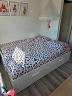 Uitschuifbaar bed ikea (Brimnes bedbank), Ophalen, Eenpersoons, Wit, 80 cm