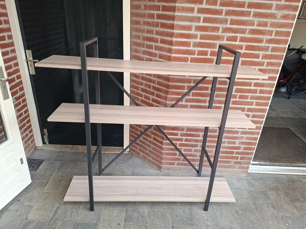 Moderne Boekenkast stellingkast 3 Planken - Hout en Metaal, Huis en Inrichting, Kasten | Boekenkasten, Met plank(en), 100 tot 150 cm
