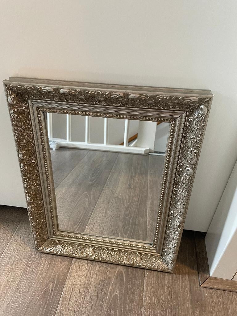 Generisch Wandspiegel barokke spiegel 90x70 cm antiek barok rococo shabby chic renaissance jeugdstijl retro design met ornamentversieringen luxe PRUNKOLL (zilver/goud dualcolor