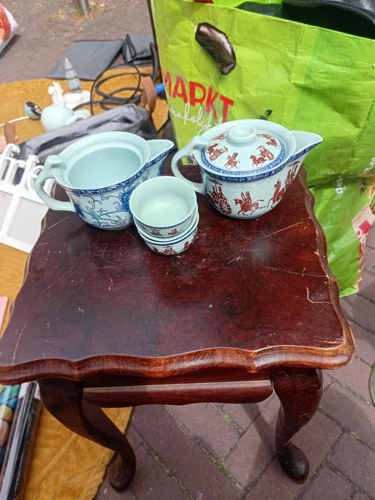 Antieke Chinese theeset met theepot en theeglazen, Antiek en Kunst, Antiek | Servies los, Ophalen of Verzenden
