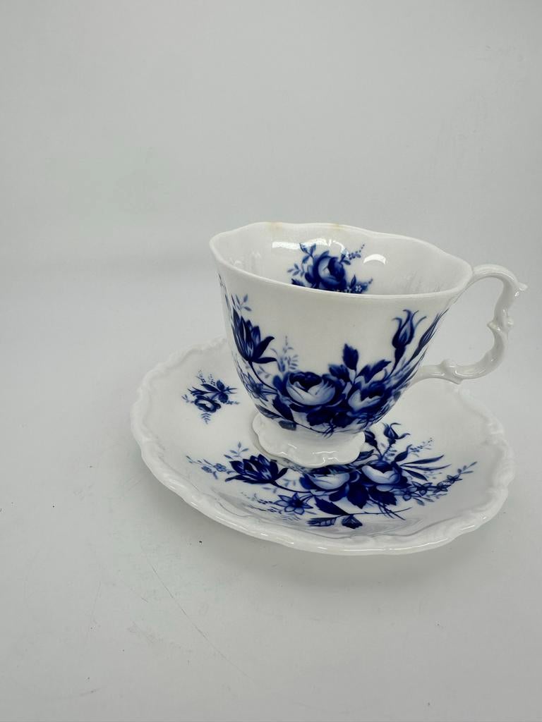 Royal Albert Porseleinen Kop en Schotel - Blauwe Rozen, Ophalen of Verzenden