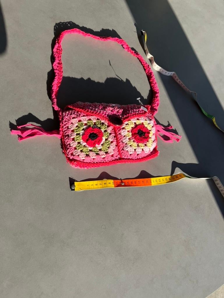 Nieuw rood/roze granny square tasje, mt 25x18 cm, Verzenden, Nieuw, Rood, Schoudertasje