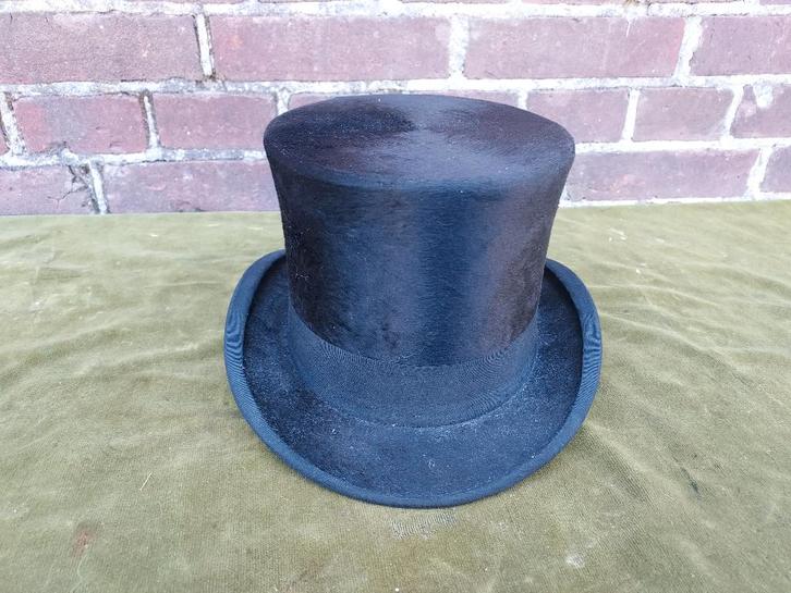 Antieke zwarte hoge hoed, maat 55., Antiek en Kunst, Antiek | Kleding en Accessoires