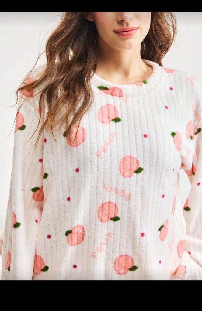 New Witte pyjama met perzik print - Maat S, Kleding | Dames, Pyjama's, Ophalen of Verzenden, Nieuw, Maat 36 (S)