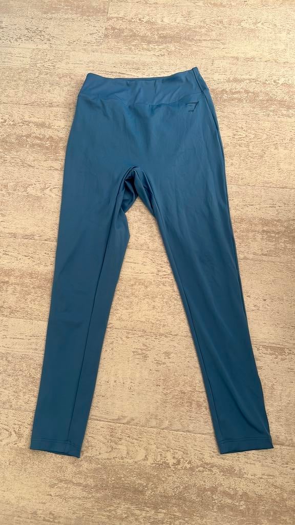 Mooie blauwe sportlegging van Gymshark maat S/M, Legging, Maat 36/38 (S), Blauw, Ophalen of Verzenden