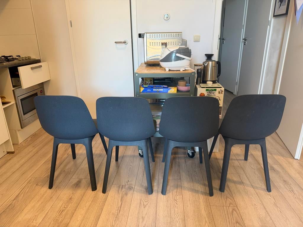 IKEA Odger stoelen, 4 stuks, Huis en Inrichting, Kunststof, Gebruikt, Blauw, Ophalen of Verzenden