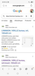 Ikea linnmon krille bureau gebruikt, Huis en Inrichting, Bureaus, Ophalen, Met wielen, Gebruikt, Bureau