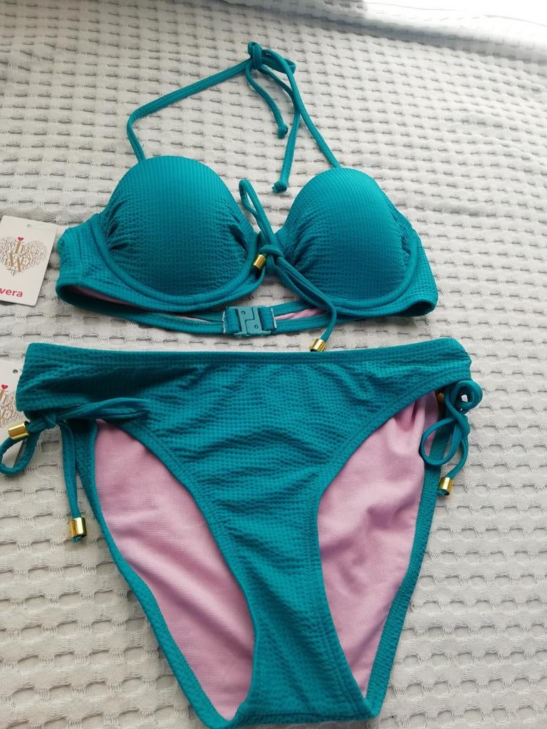 Bikini set livera turquoise top B/C broekje maat 36/S nieuw, Kleding | Dames, Badmode en Zwemkleding, Blauw, Nieuw, Ophalen of Verzenden