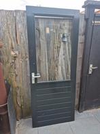 Hardhouten buitendeur. 82.5x201cm. Dubbelglas., Ophalen, Gebruikt, 80 tot 100 cm, Buitendeur