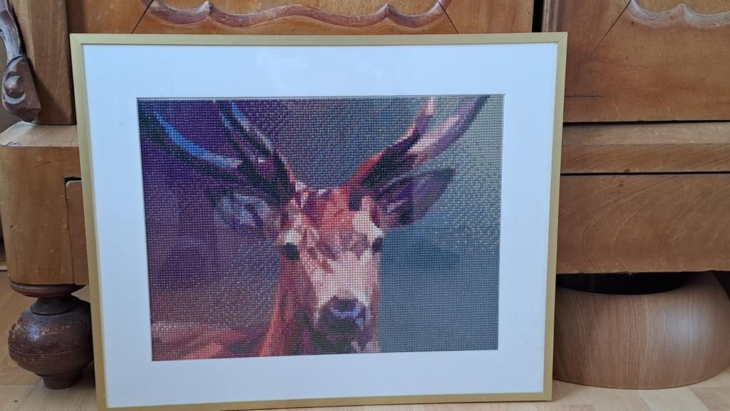 Diamond painting schilderij: hert    50 x 40 cm, Ophalen, Hout, Minder dan 50 cm, Minder dan 50 cm