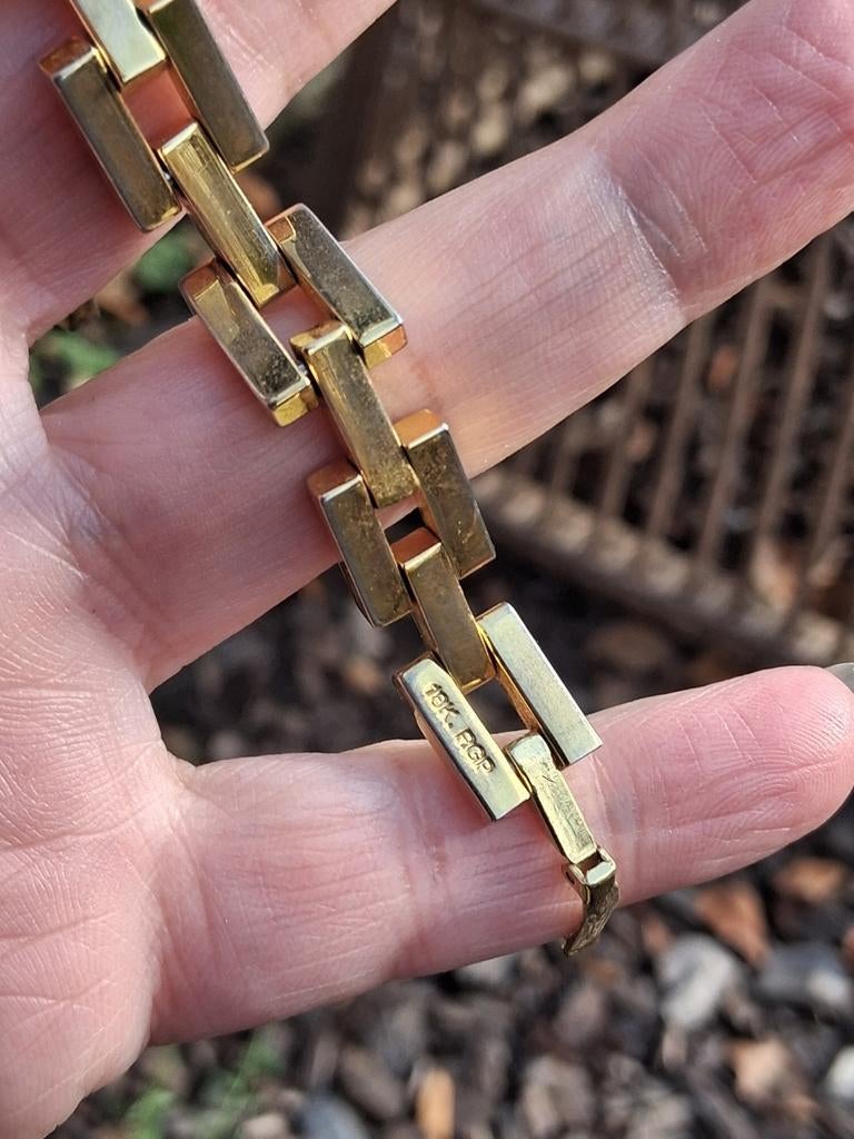 Vintage Goud verguld schakel armband.
18 karaat RGP, Ophalen of Verzenden, Gebruikt, Goud, Staal