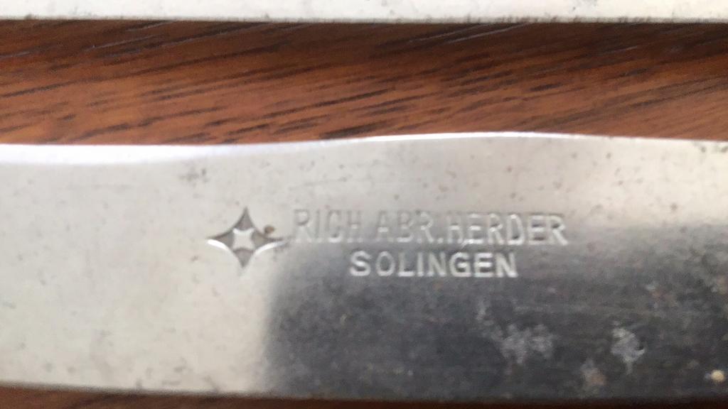 6 tafelmessen Herder Solingen, Antiek en Kunst, Antiek | Bestek, Ophalen of Verzenden