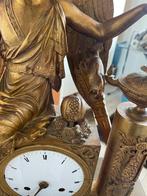 Antieke bronzen pendule met engel en lier, Ophalen of Verzenden