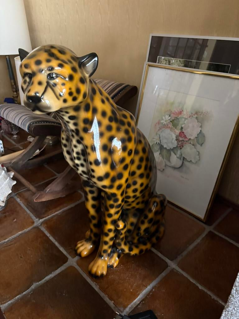 Panter/Luipaard beeld glanzend (keramiek), Ophalen of Verzenden, Zo goed als nieuw, Dier