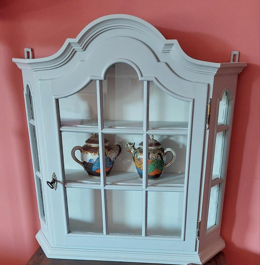 Antiek vitrine hangkastje., Huis en Inrichting, Kasten | Vitrinekasten, Ophalen, 25 tot 50 cm, 50 tot 100 cm, Minder dan 100 cm