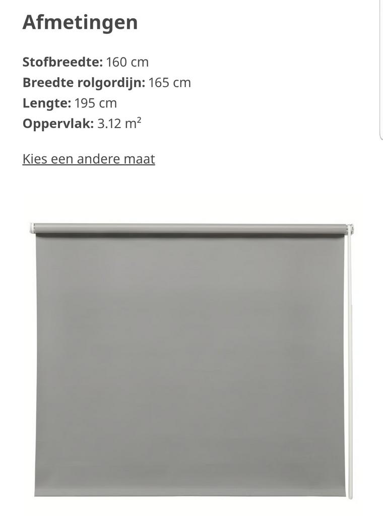 IKEA FRIDANS Verduisterend rolgordijn, grijs, 160x195 cm, Huis en Inrichting, Ophalen, Grijs