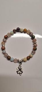 Kleurrijke kralen armband met klavertje vier bedel, Overige materialen, Overige kleuren, Verzenden, Nieuw