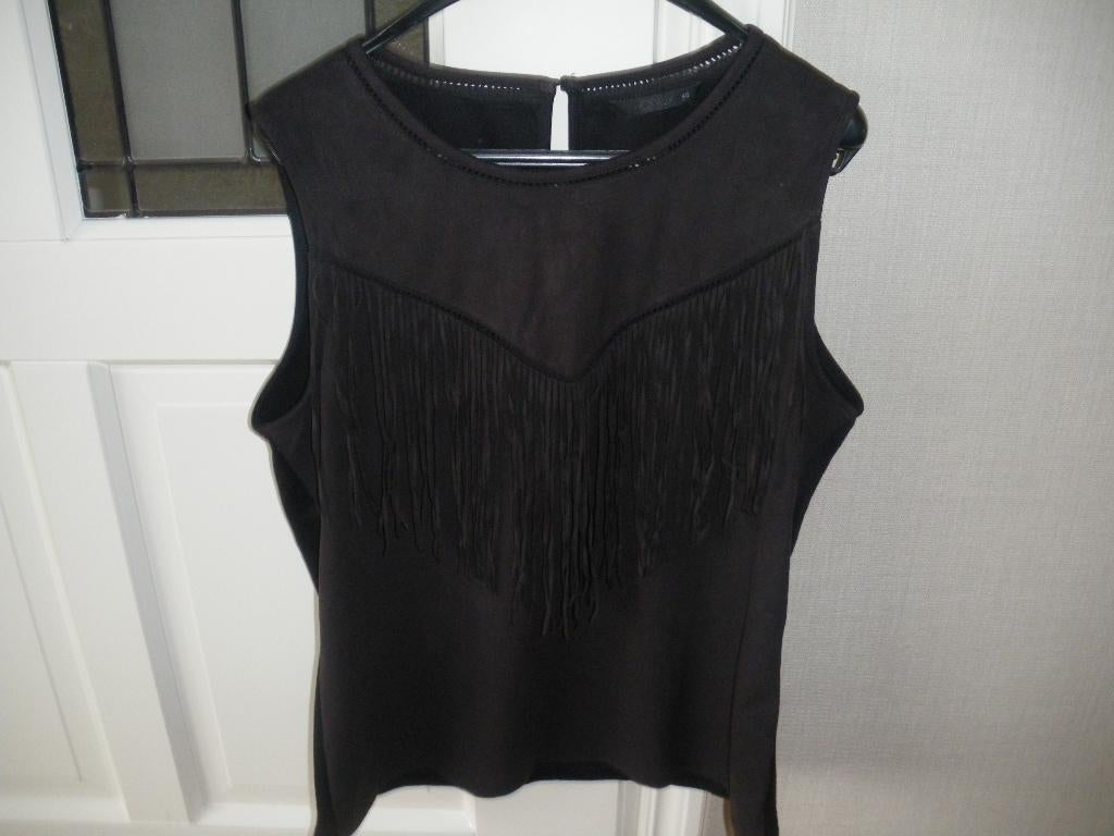 zgan heel leuk zomer topje met franjers only maat 40, Ophalen of Verzenden, Zo goed als nieuw, Maat 38/40 (M), Zwart