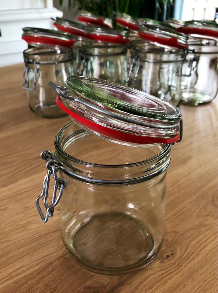 Glazen weckpotten met beugelsluiting - Set van 10, Glas, Ophalen of Verzenden, Zo goed als nieuw, Voorraadpot