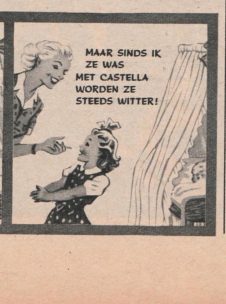Retro reclame 1951 Castella wasmiddel wiegegordijntjes, Verzenden, Overige typen