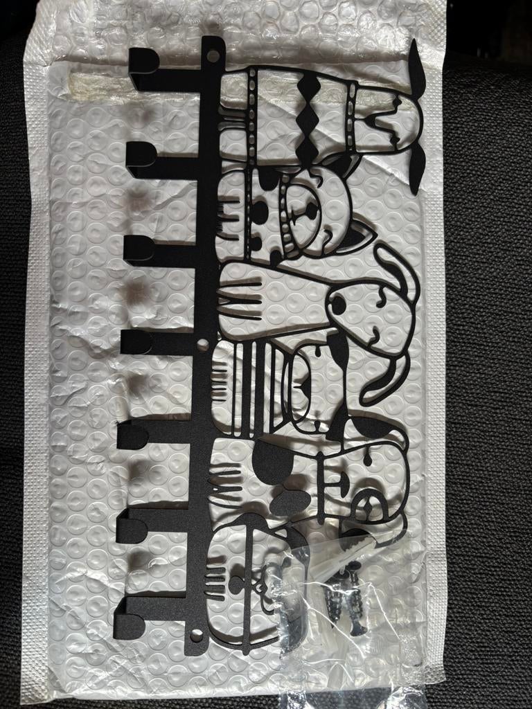 Wall hanger with the cute dogs., Metaal, Wandhanger, Zwart, Nieuw