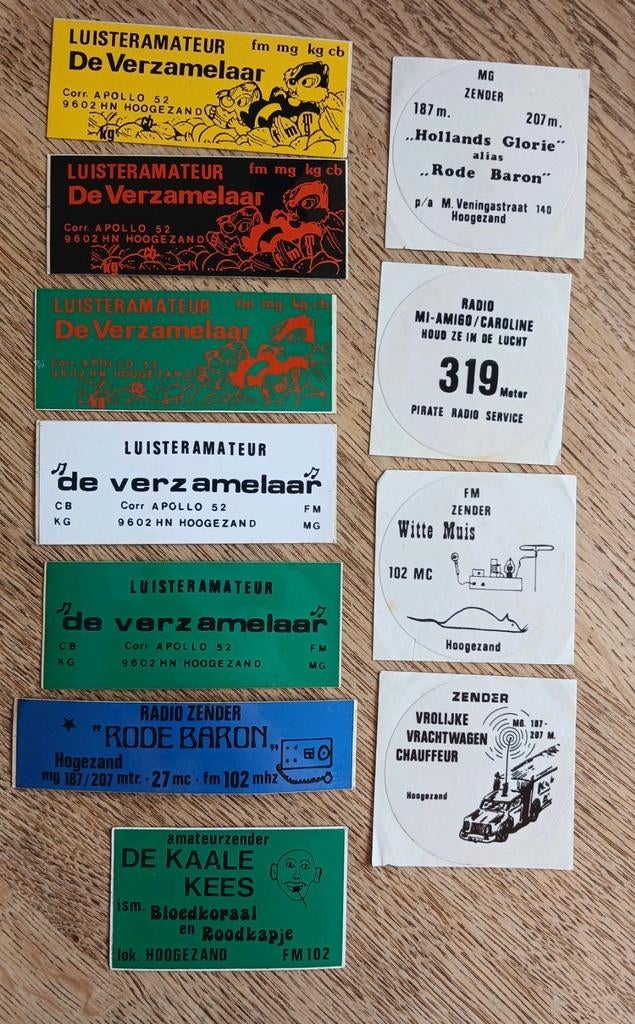 Stickers piraten zender radio luisteramateur HOOGEZAND, Ophalen of Verzenden, Zo goed als nieuw, Film, Tv of Omroep