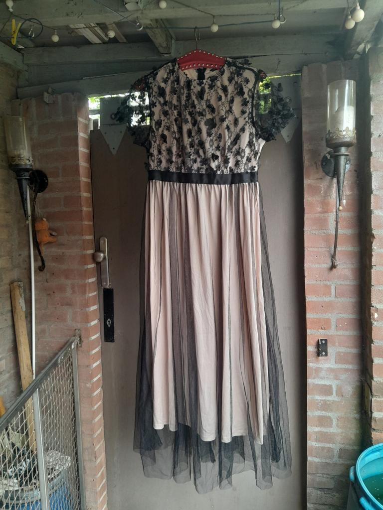 Shein galajurk met bloempatroon, Maat 38/40 (M), Galajurk, Zwart, Ophalen of Verzenden