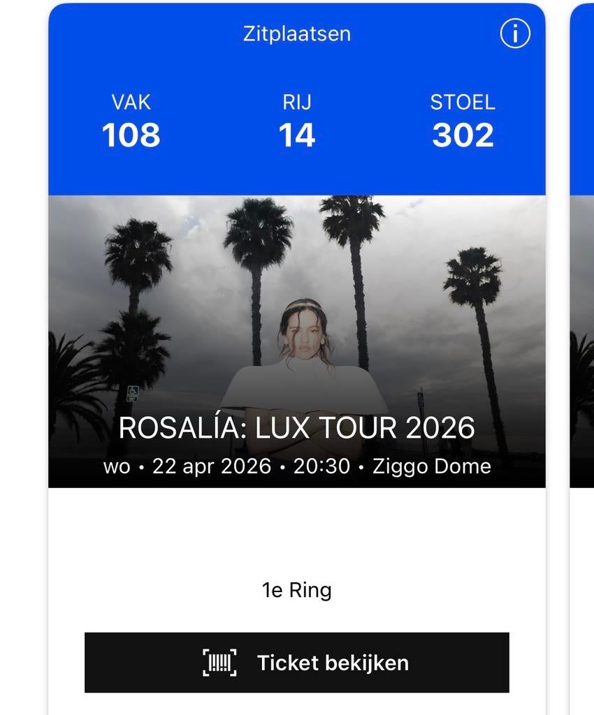 2x Platinum Concert tickets Rosalía, Twee personen