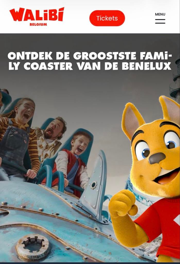2 x Walibi Belgie ticket geldig tot 17 mei, Eén persoon, Ticket of Toegangskaart