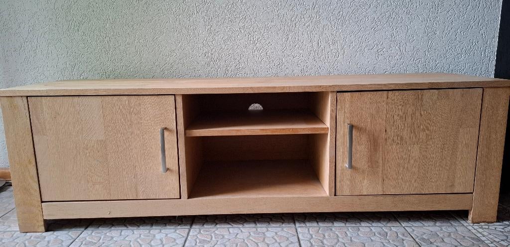 Licht eiken tv meubel, Ophalen, Strak, 100 tot 150 cm, Eikenhout