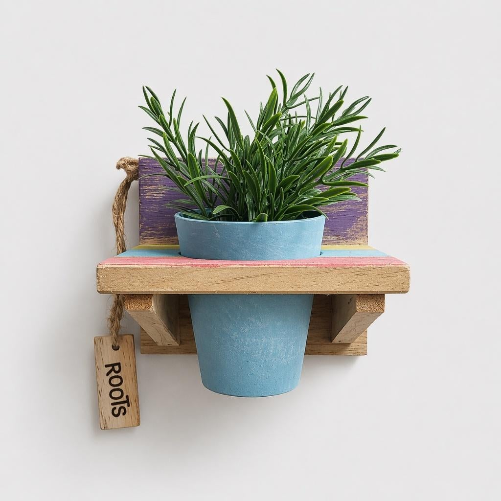 Partij houten Roots wandrek met Artstone pot 125650, NHP International, Minder dan 30 cm, Ophalen of Verzenden, Balkon