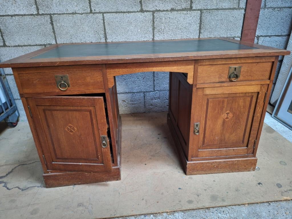 Antiek Eikenhouten Bureau - Begin 20e Eeuw - Art Deco, Ophalen