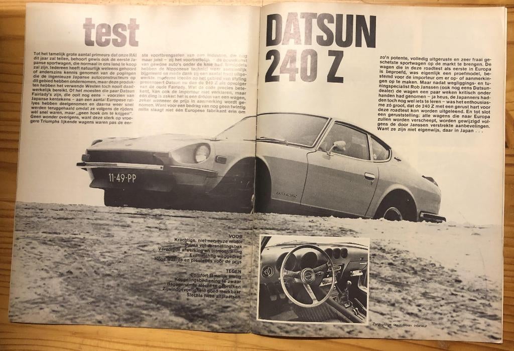 Datsun 240Z ( Fairlady Z - Nissan ) test in Autovisie 1971, Gelezen, Ophalen of Verzenden, Autovisie, Nissan