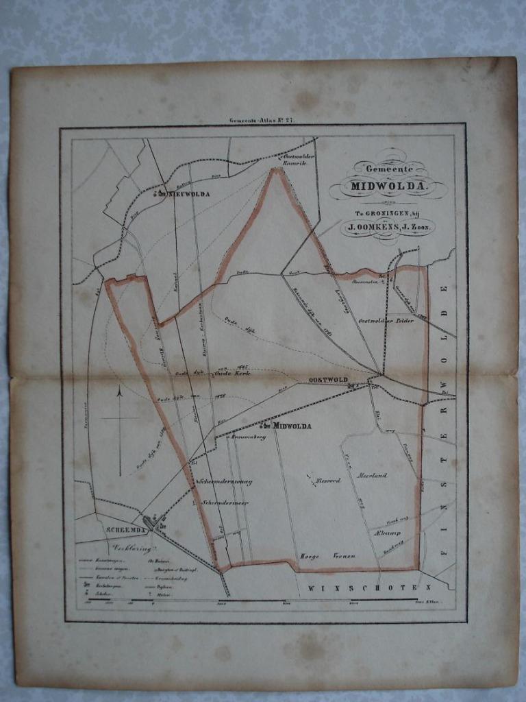 27 Midwolda Oostwold Scheemderzwaag Nieuwolda Litho 1862, Antiek en Kunst, Ophalen of Verzenden