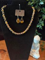 Prachtige ketting met tijger oog kralen!, Ophalen of Verzenden, Nieuw, Overige materialen, Verstelbaar