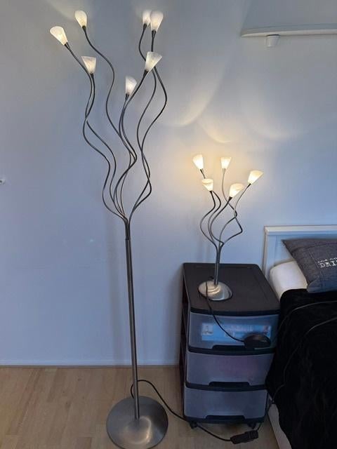 Te koop 3 lampen (2x vloerlamp  en 1x schemerlamp), Ophalen, Gebruikt, Glas, 150 tot 200 cm