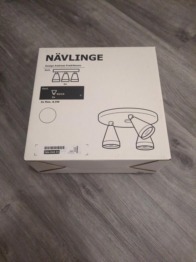 IKEA Nävlinge plafondspot met 3 SOLHETTA LED GU10 spotjes, Metaal of Aluminium, Nieuw, Ophalen of Verzenden, Led