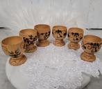 6 houten eierdopjes, Ophalen of Verzenden