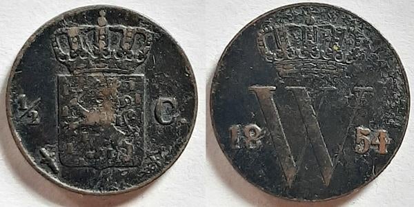 Halve cent 1854, Postzegels en Munten, Munten | Nederland, Verzenden, Koning Willem III, Overige waardes