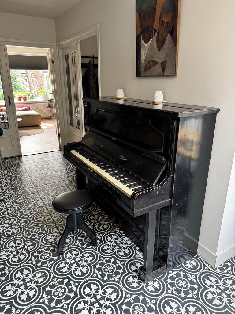 Antieke F. Geissler Zeitz Piano - Zwart, Muziek en Instrumenten, Ophalen, Gebruikt, Zwart, Piano