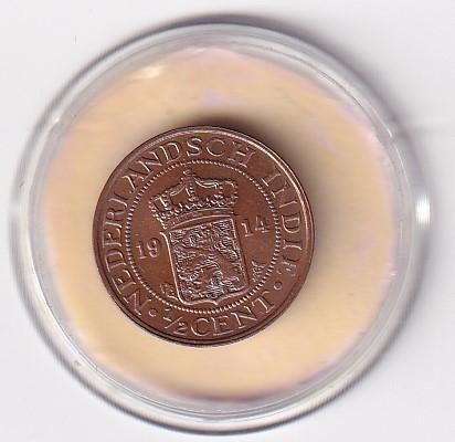 Nederlands Indie 1/2 Cent 1914  Zeer Mooi, Verzenden, Koningin Wilhelmina, Overige waardes