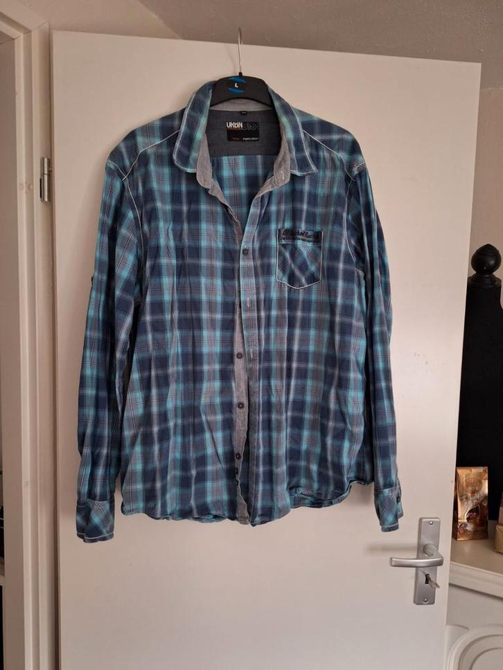 Blauw grijs geruit overhemd Angelo Litrico maat XXL, Kleding | Heren, Overhemden, Zo goed als nieuw, Overige halswijdtes, Blauw