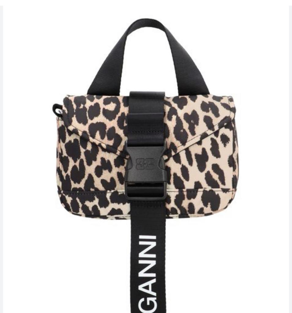 Ganni crossbody tas met panterprint, Ophalen, Gebruikt, Beige, Overige merken