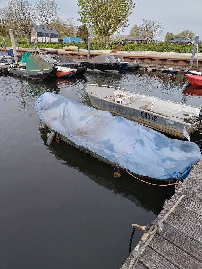 Stalen roeiboot motorboot, Watersport en Boten, Roeiboten, Gebruikt, Staal, Met roeispanen of peddels, Ophalen
