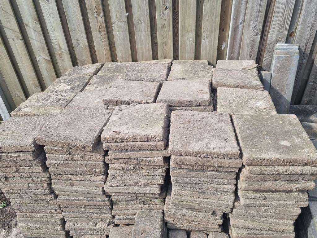 Stoeptegels gratis afhalen, Tuin en Terras, Tegels en Klinkers, Ophalen, Gebruikt, 10 m² of meer, Beton