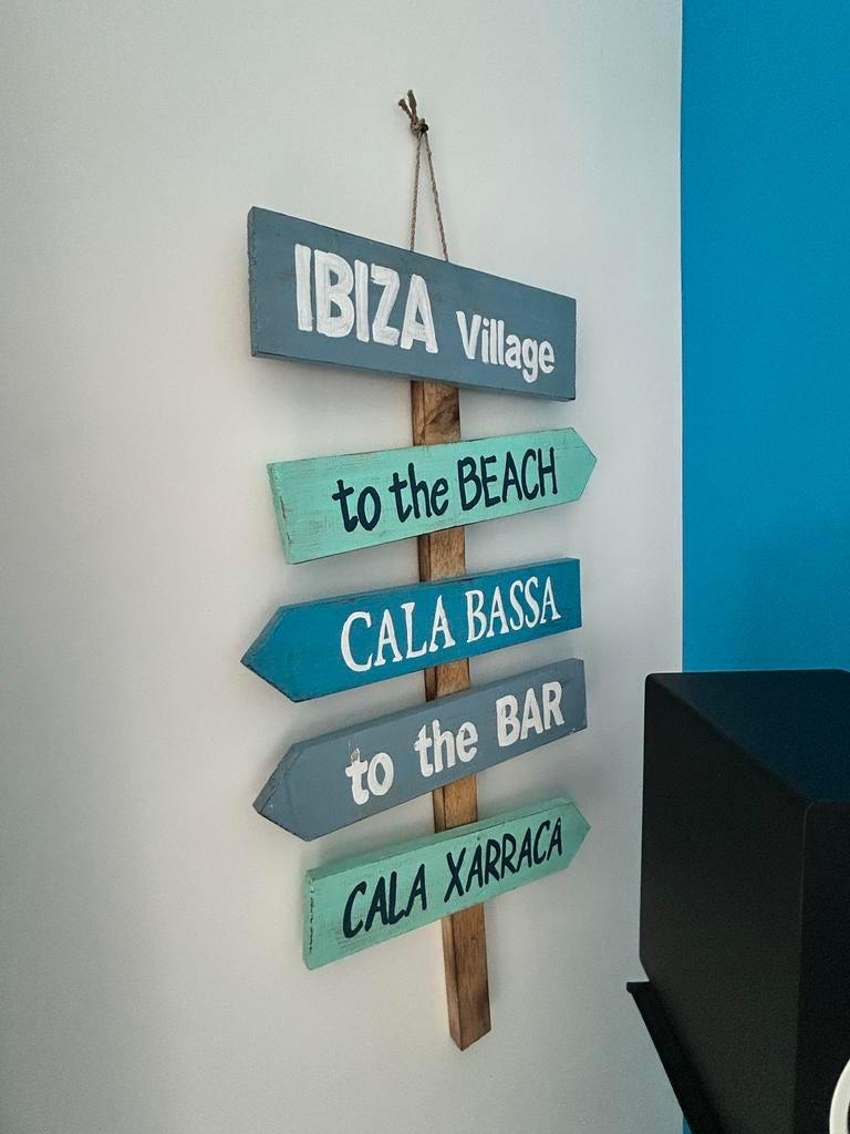 Decoratieve Ibiza Wegwijzer - Houten Bord 75x35 cm, Ophalen, Gebruikt