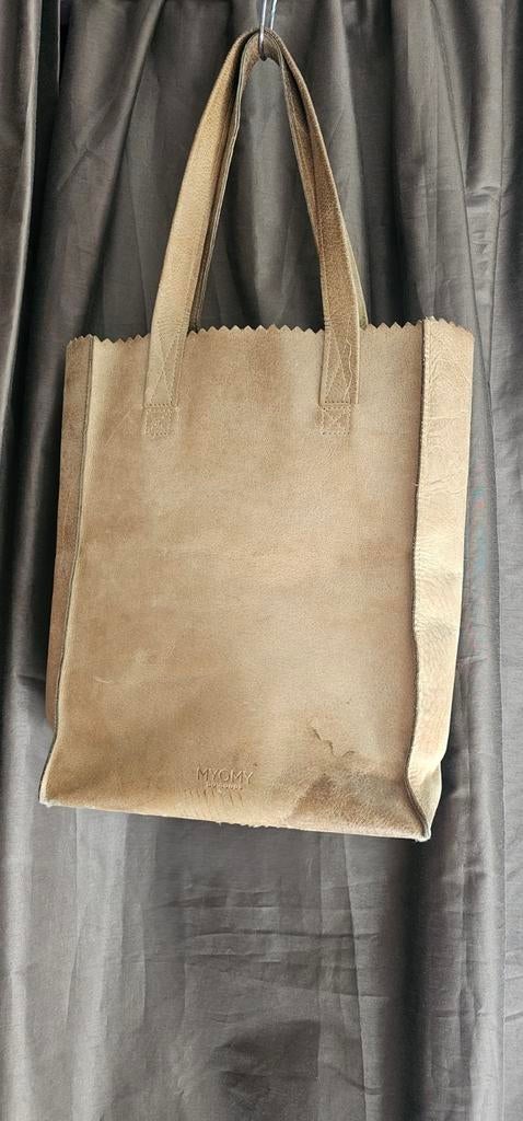 Myomy Paper Bag Shopper - Beige Leer, Sieraden, Tassen en Uiterlijk, Tassen | Damestassen, Ophalen of Verzenden