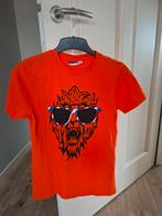 Oranje shirt met leeuw en zonnebril - Maat 158/164, Oranje, Jongen of Meisje, Ophalen of Verzenden, Zo goed als nieuw